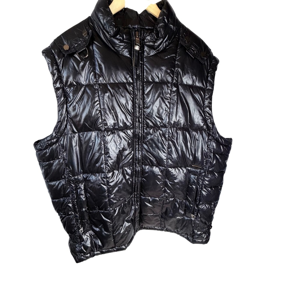 Sean John Mens High Shine Lacquer Black Puffer Vest Quilted Full Zip XXL RN54163
